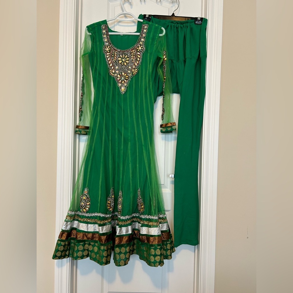 Elegant Green Embellished Dress